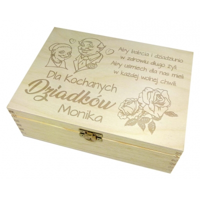 Pudełko Herbaciarka z grawerem Dla Kochanych Dziadków + imię